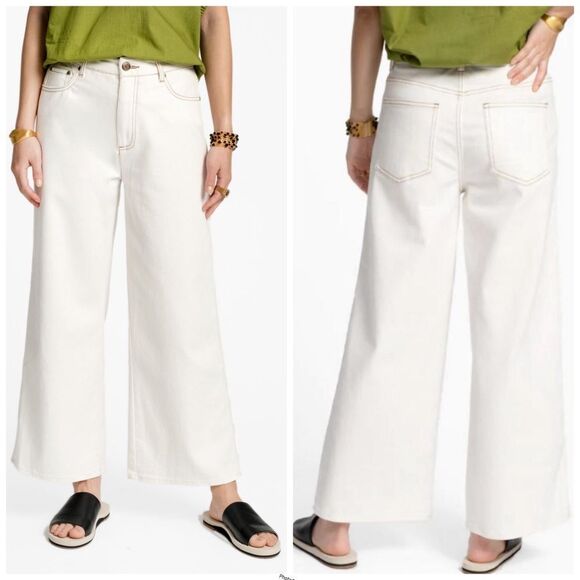 Frances Valentine Sally Jean in Oyster White Cream Wide-Leg Pants Size 18 - Picture 3 of 10